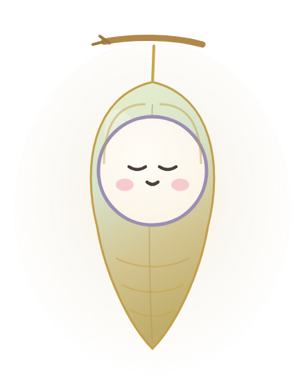 葉のゆりかごに眠る、小さな自分(インナーチャイルド)のレイ。