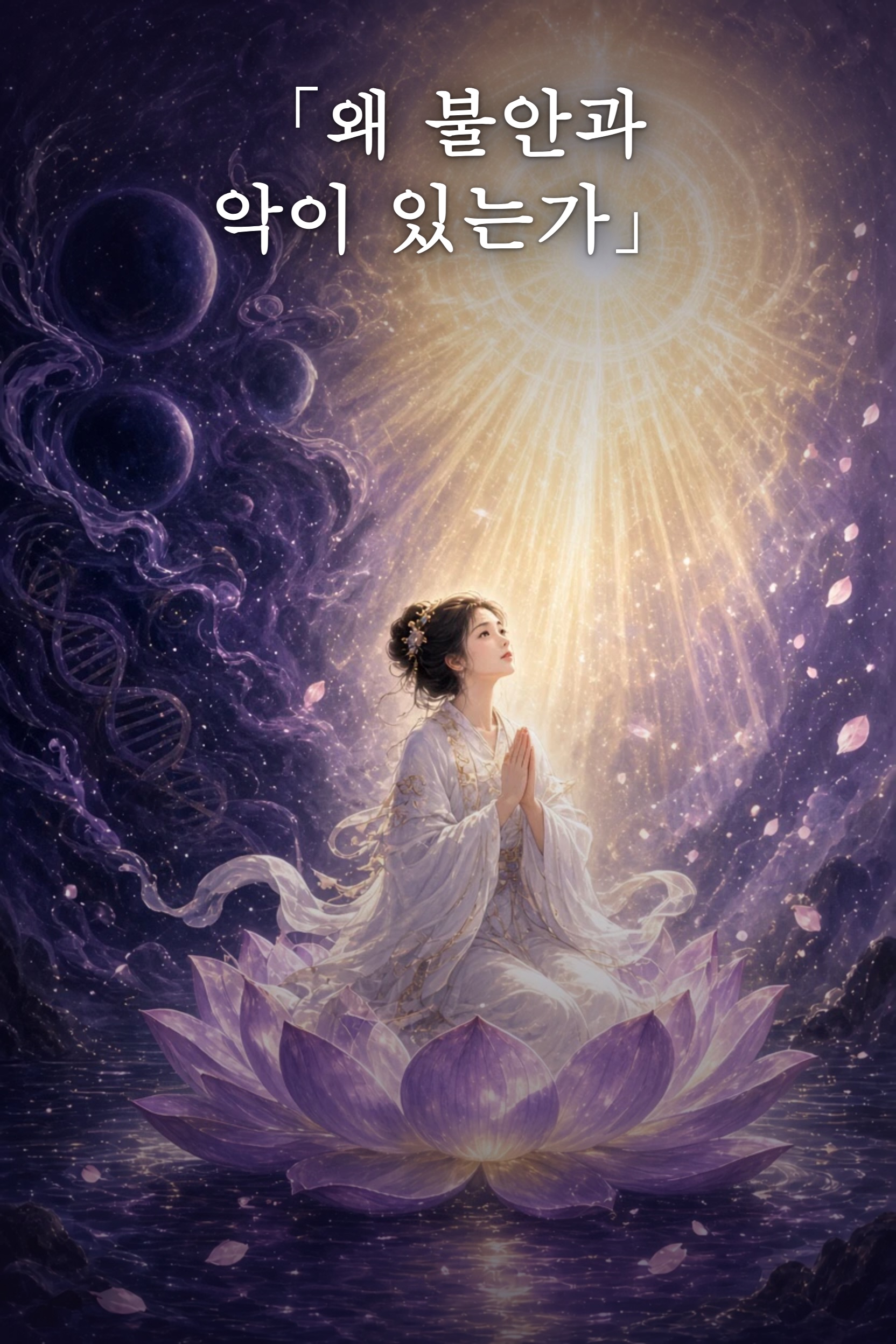 연꽃 위에서 하늘을 우러러 기도하는 사람. 「왜 불안과 악이 있는가」