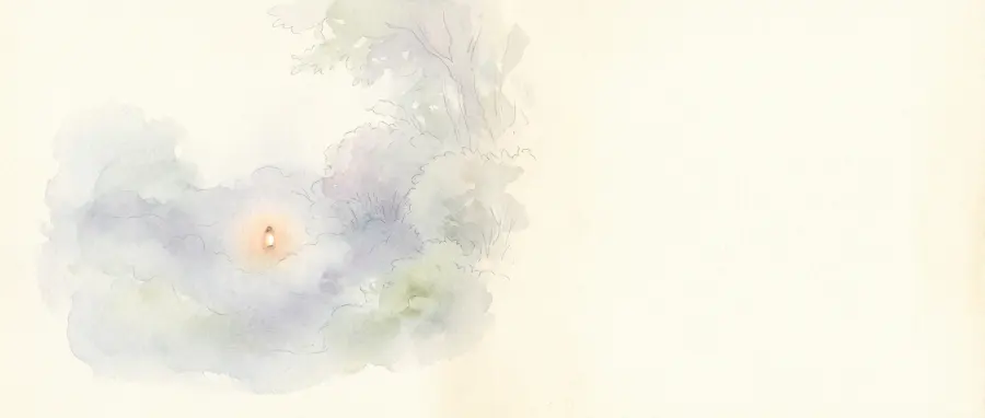 手法2の表紙の絵。淡い霧のなかに、小さな灯りがひとつ。